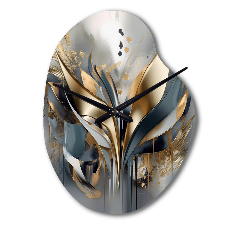 Abstract Shapes And Lines IV - Pear Shape Large Abstract Marble 3D Wall Clock, Large