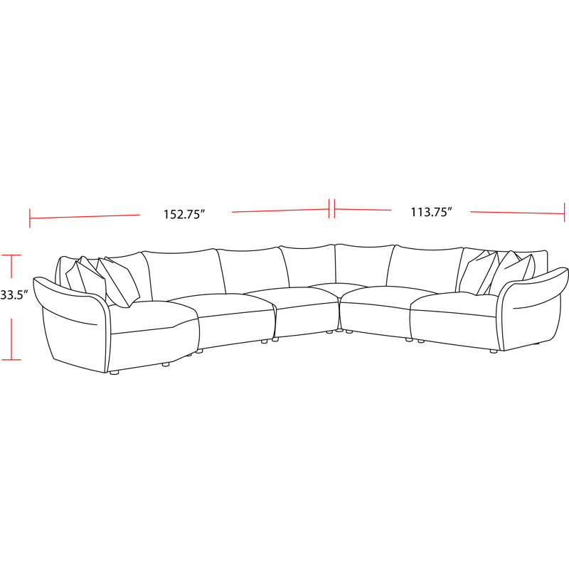 Puello Upholstered L-Shaped Sectional Symmetrical