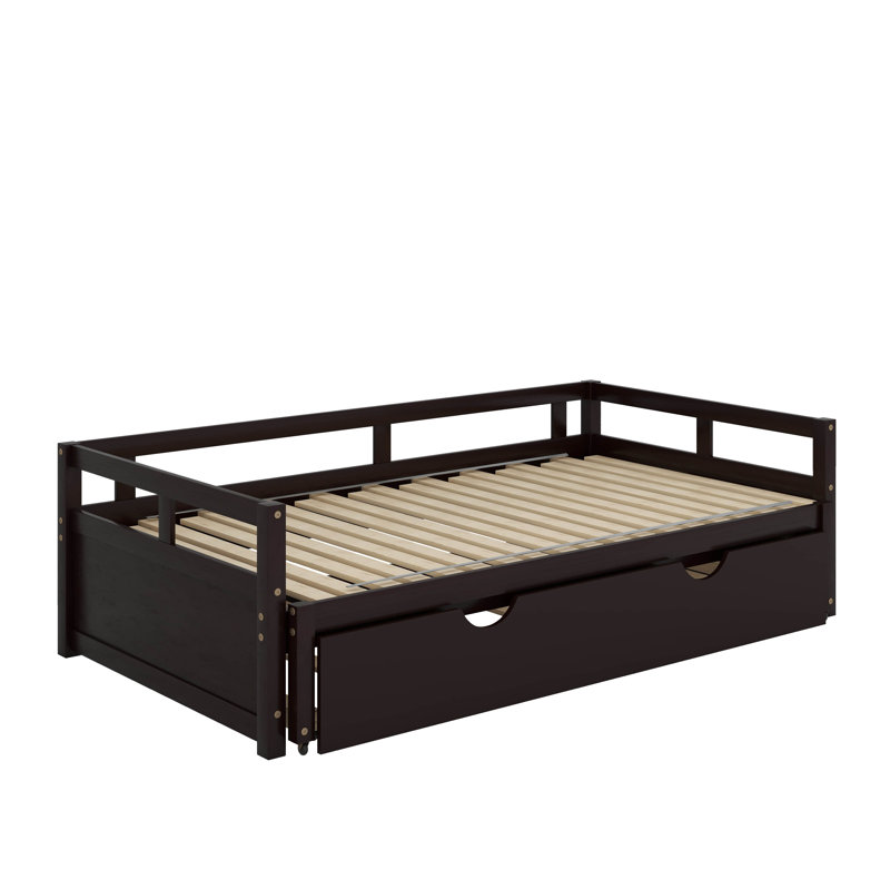 Wooden Daybed With Trundle,Extending Daybed With Trundle, Espresso