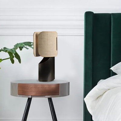  Soltice Black Base Modern Nordic Table Lamp With Linen Shade For Soft Ambient Lighting - 52Cm