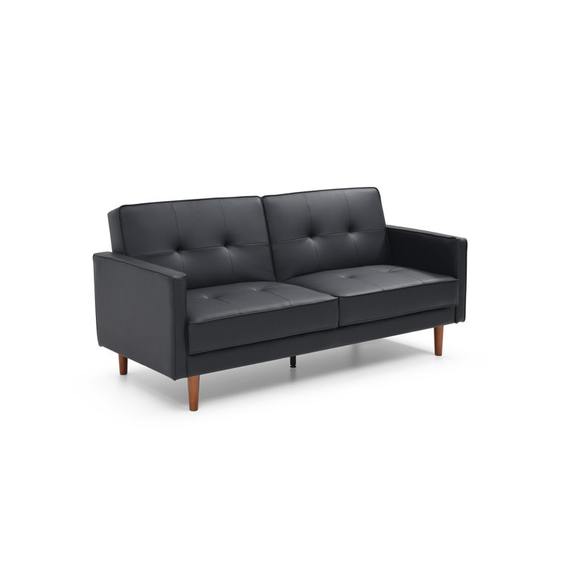 Rosamonde Queen 196cm Faux Leather Convertible Sofa