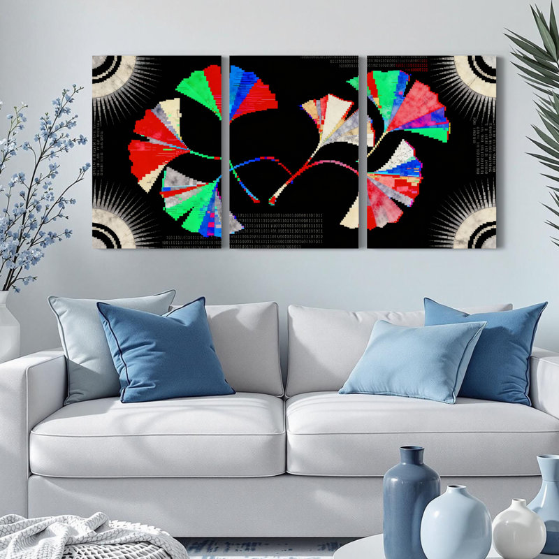 "Abstract Art", impression géométrique multicolore (ensemble de 3), H 18 po x l 36 po