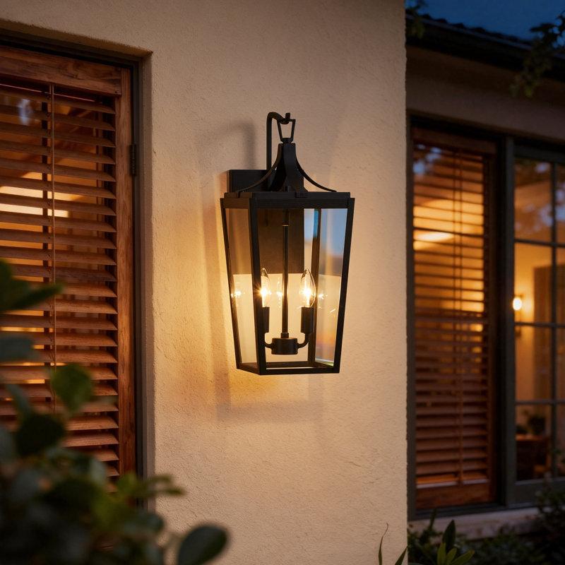 2 Light 20.1” Black Outdoor Wall Lantern Sconce - Image 4