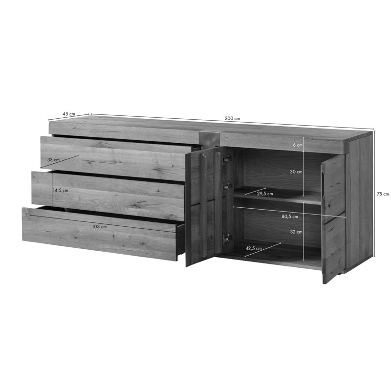 New Amsterdam 200cm Solid Wood Sideboard