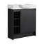 Meuble-lavabo autoportant de 30 po avec lavabo en céramique blanche et porte à fermeture en douceur, chêne foncé, contreplaqué, emballage KD-645861100
