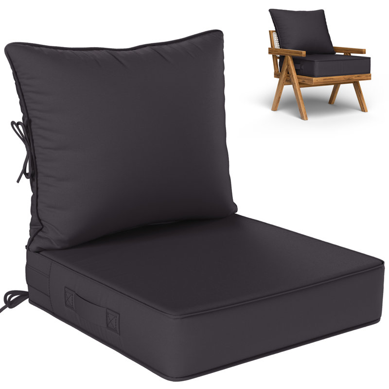 Outdoor Deep Seating Cushion Set Indoor And Outdoor Seat / Back Cushion, Gray, 22" W x 24" D