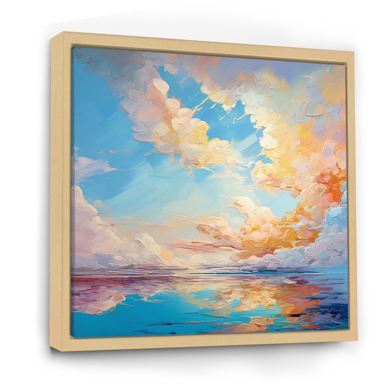" Turquoise Clouds Charm Vivid ", Natural Floater Framed, 16" H x 16" W x 1" D