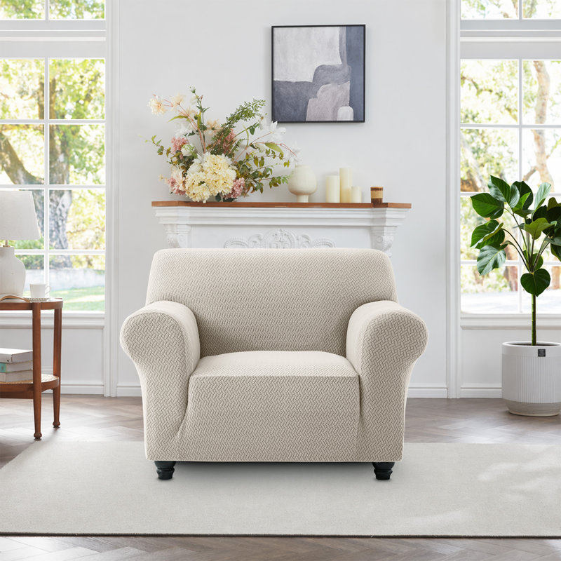 Luxury Spandex Sofa Slip Cover Stretchable Elastic Couch 1 SEATER , Beige