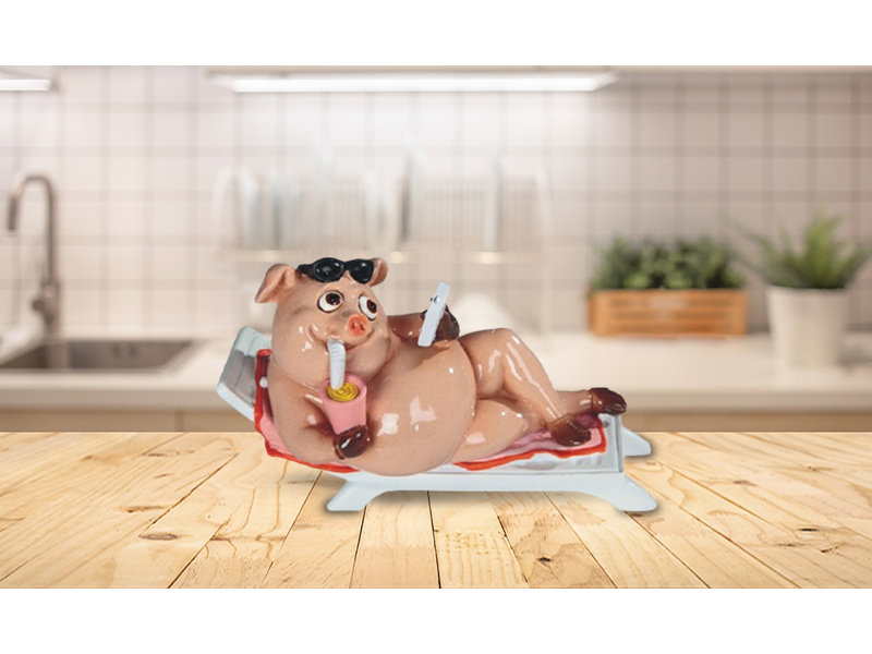 Figurine de cochon bronzant 7,25 po