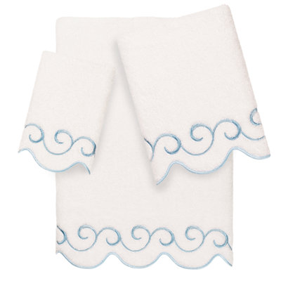  100% Turkish Cotton SIMPLICITY Scallop 3PC Embellished Towel Set