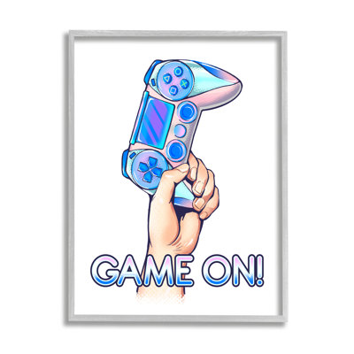 " Game On Text Holding Gaming Controller Illustration " by Ziwei Li