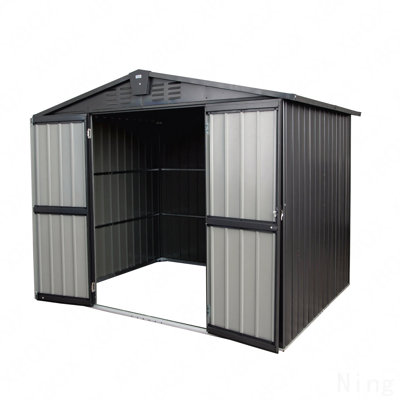 Outdoor Storage Shed 8.2'X 6.2', Metal Garden Shed For Bike, Trash Can, Galvanized Steel Outdoor Storage Cabinet With Lockable Door
