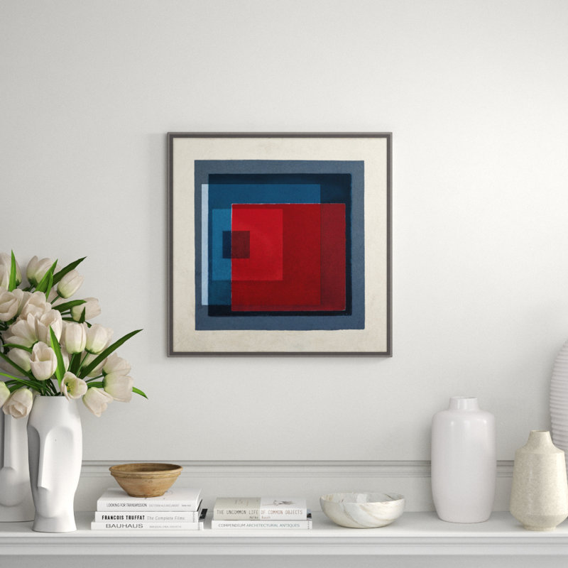 Overlapping Color 5' Framed Graphic Art Print on Glass