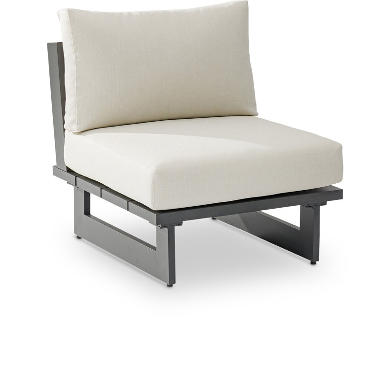 Chaise de patio avec coussins Hubery, Crème, Gris foncé