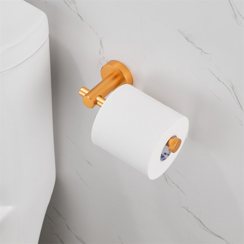 Toilet Paper Holder Brushed Gold Thicken Space Aluminum Toilet Roll Holder For Bathroom, Kitchen, Washroom Wall Mount, Gold