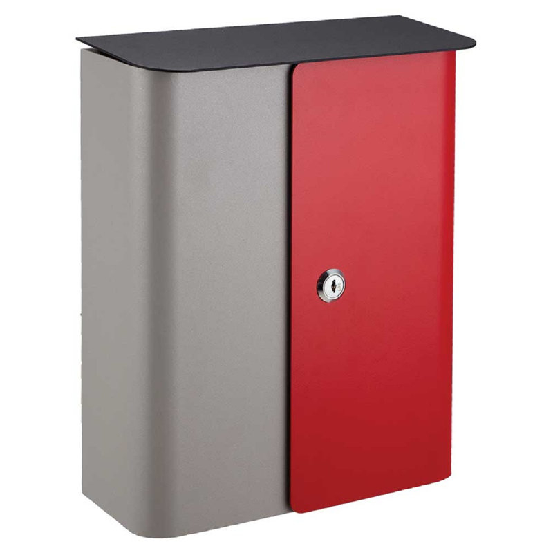 Boîte aux lettres murale verrouillable Winfield, Gris et rouge