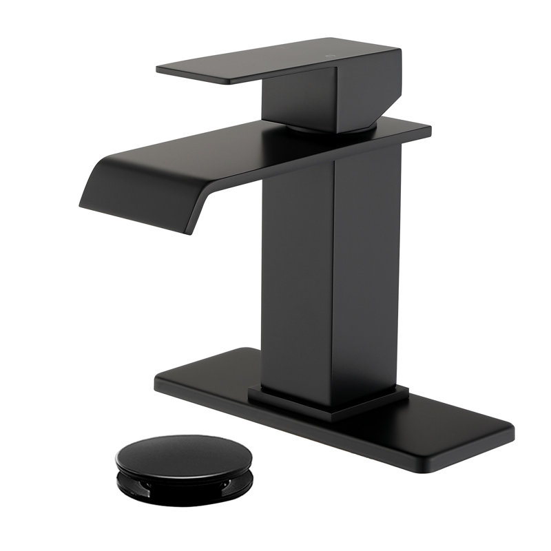 Robinet à un trou avec bonde escamotable, Noir mat