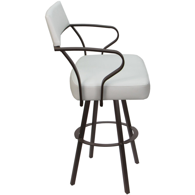 Tabouret de bar pivotant en métal 34 po Keiley, Blanc, Brun