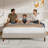 Queen Size Bed Frame, Linen Upholstered Platform with Wingback Headboard, Wooden Slats Support, No Box Spring Needed, Easy Assembly, Light Grey-221331757-221331759