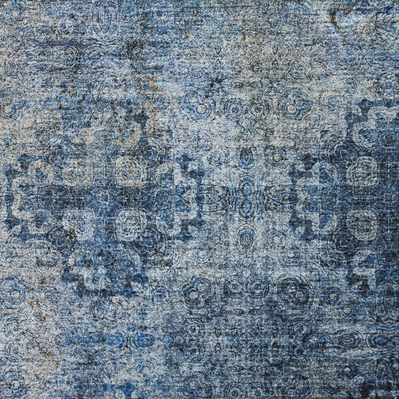 Premium Machine Washable Dream Shag ADS557 Medallions Rug, 1'8" x 2'6", Navy
