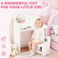 AIYAPLAY Kids Dressing Table with Mirror and Stool 2 in 1 Ages 3-8 White