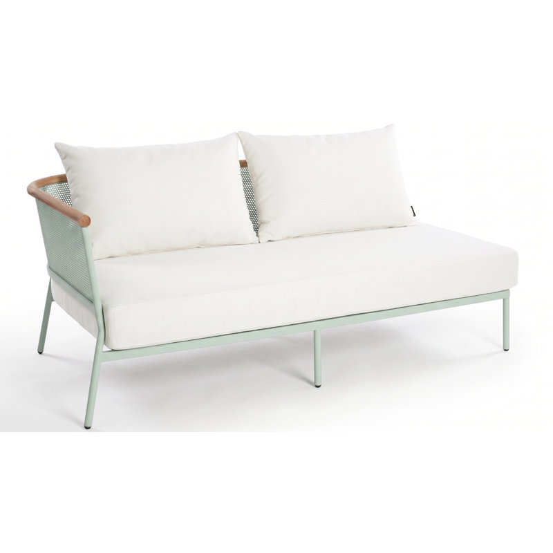 Causeuse 2 places avec coussin, Naturel, Blanc, Gauche