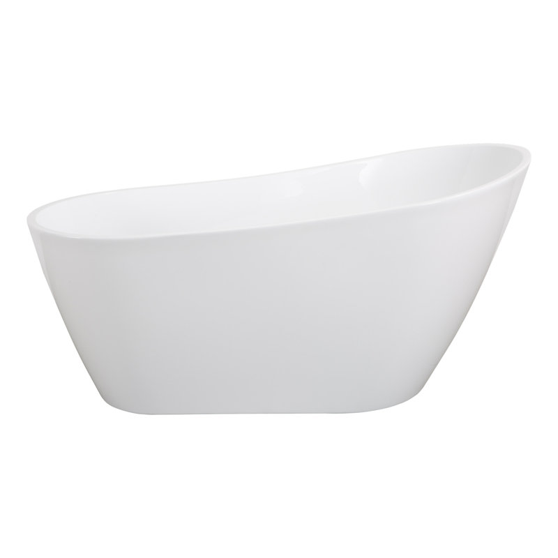 Baignoire de trempage contemporaine en acrylique avec trop-plein et drain chromés, finition blanche ultrabrillante, certifiée cUPC