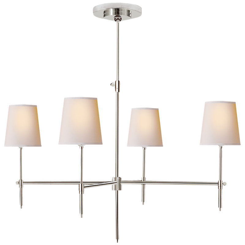 Thomas O'Brien Bryant Small Chandelier, Polished Nickel, 28" H x 36" W x 36" D, Paper