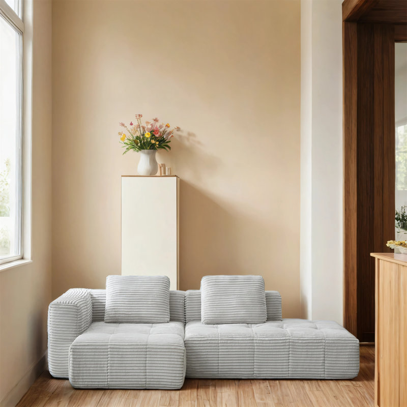 Canapé modulaire en L avec canapé inclinable, Gris