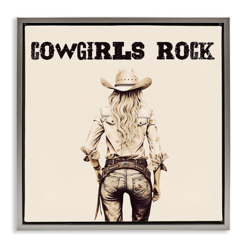 "Cowgirls Rock", art mural encadré flottant par Karen Smith, Cadre flottant gris lustré, H 25 po x l 25 po
