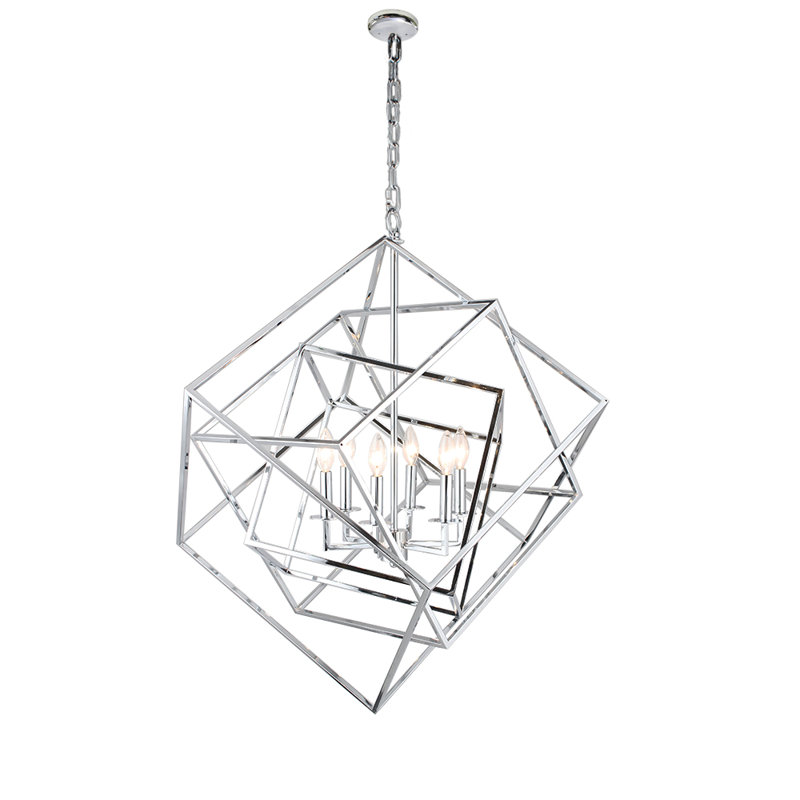 Lustre 6 lumières en chrome poli Chamonix