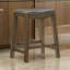 Tabouret à hauteur de comptoir 26 po, siège en similicuir gris, bois massif brun