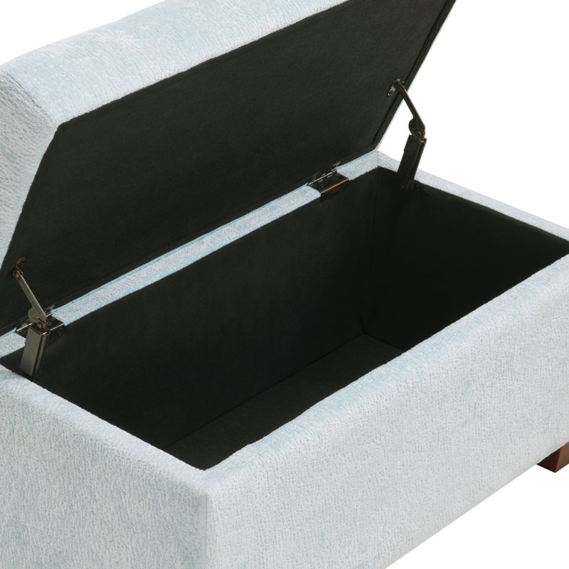 Repose-pieds avec rangement Metro, Polyester bleu ciel