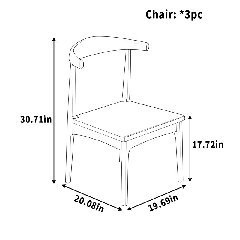 Chaise de salle à manger en bois massif confortable pour la maison