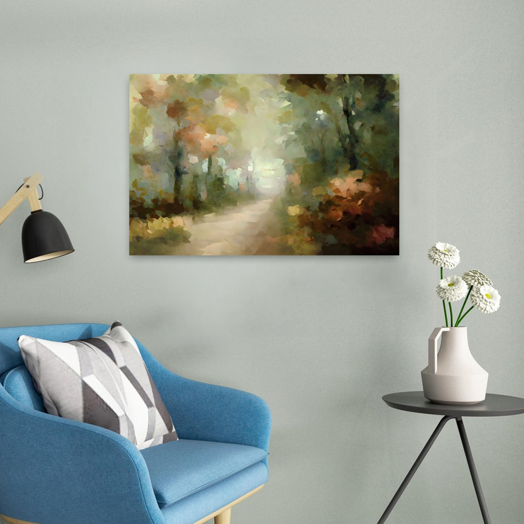 Enchanted Forest Pathway Abstract Abstract Contemporary Wall Art Print