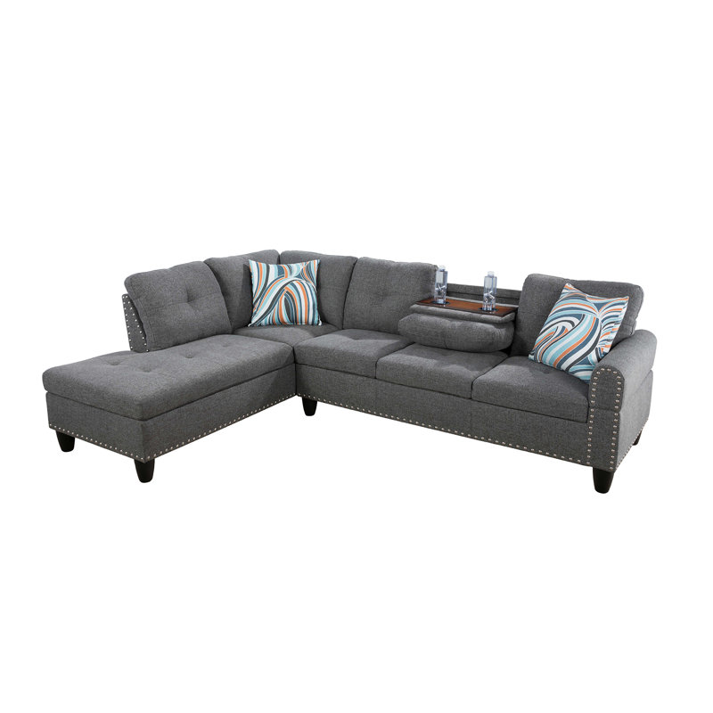 Ryon Upholstered L-Shaped Sectional, Left Hand Facing