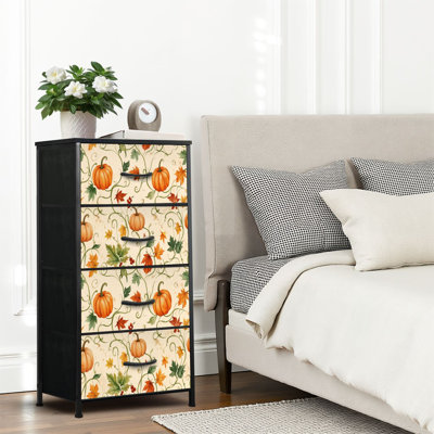 4 Drawer Dresser for Bedroom, Narrow Chest of Drawers, Wooden Top and Study Iron Frame 18"x37.5"-(WxH)