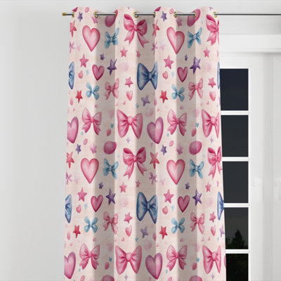 Rideau simple en velours avec œillets Modern Girl Love Symbols