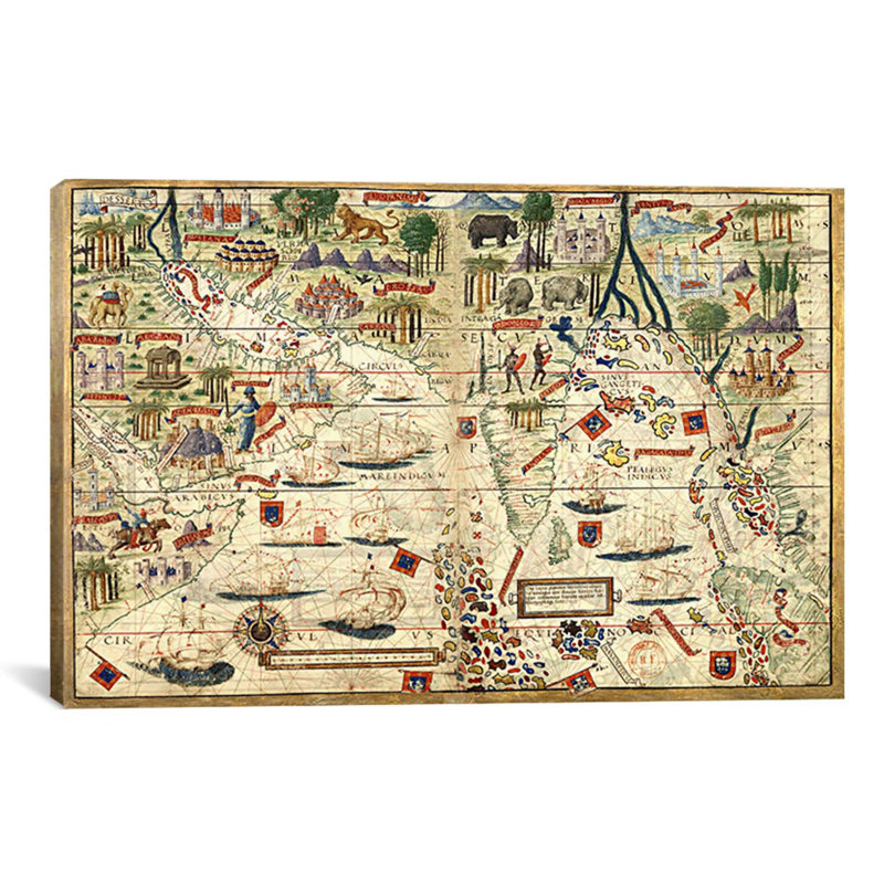 Cartes antiques - Impression sur toile, H 12 po x l 18 po x P 0,75 po