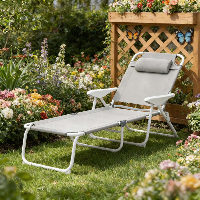Chaise longue d'extérieur pliante, chaise de bronzage
