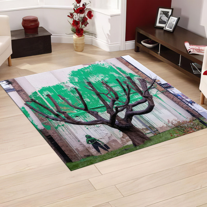 Floral Print Non-Woven Thin Type Rug in Vibrant Red and Pink Shades for a Stylish Home Decor Update