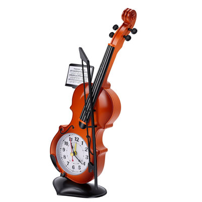 Violin Alarm Clock Multifunctional Distinctive Artistic Vintage Design for Desk Decor