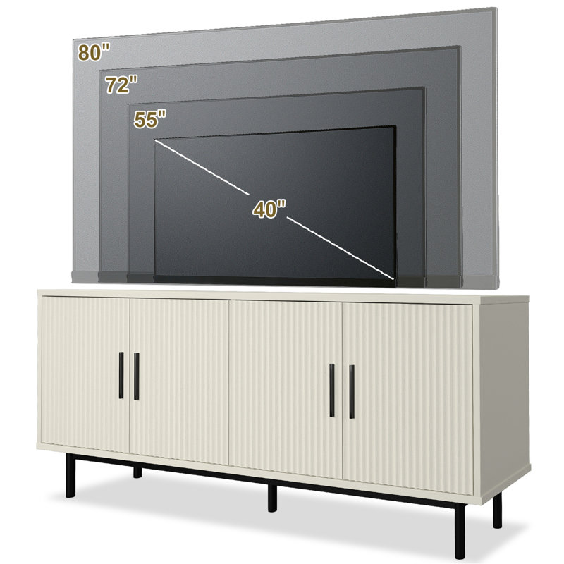 Meuble télé 70 po Latitude Run®, Blanc/Noir