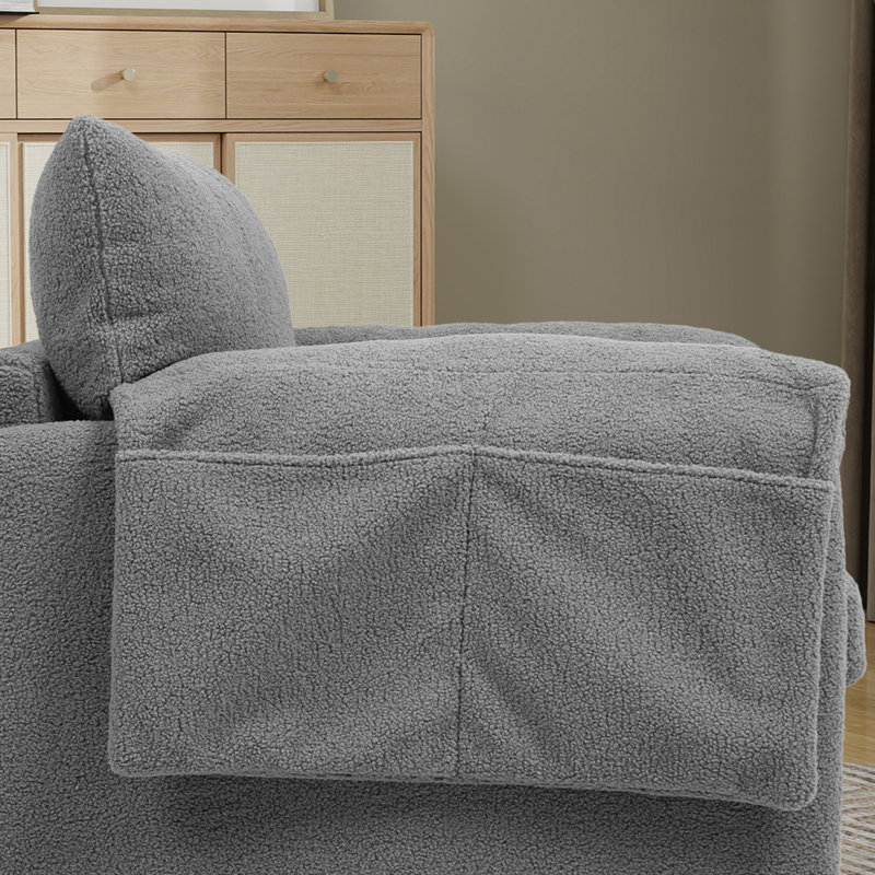 Large canapé rembourré simple avec accoudoirs pivotants, Gris