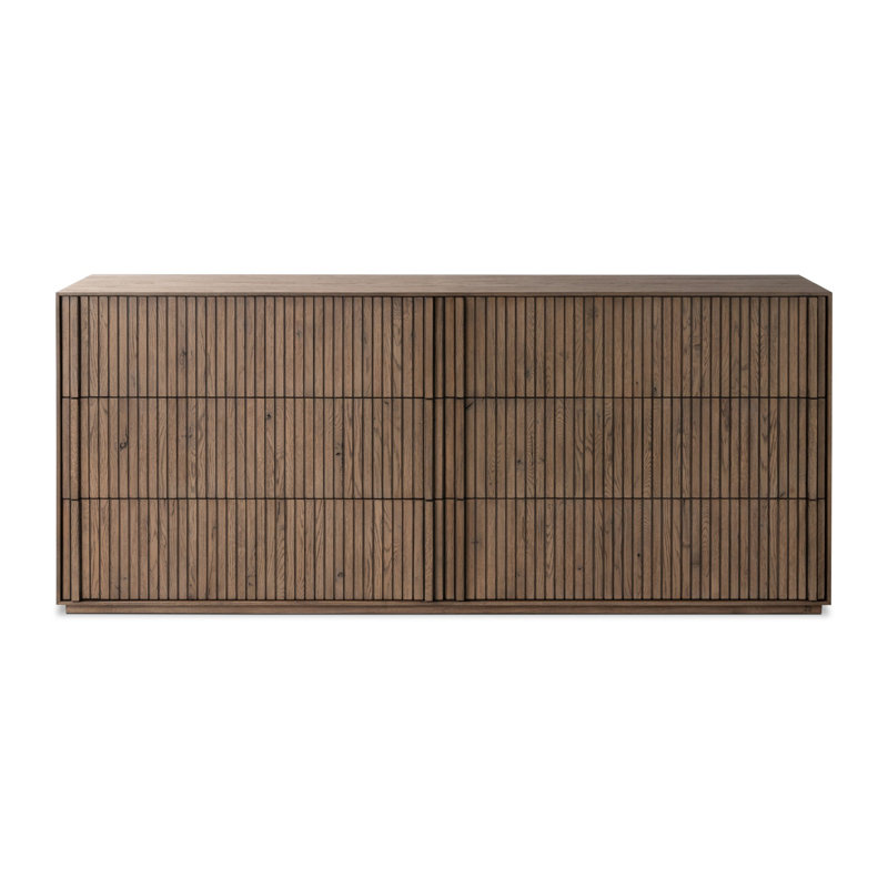 Leo 6 - Drawer Solid Wood Dresser, Rustic Gray