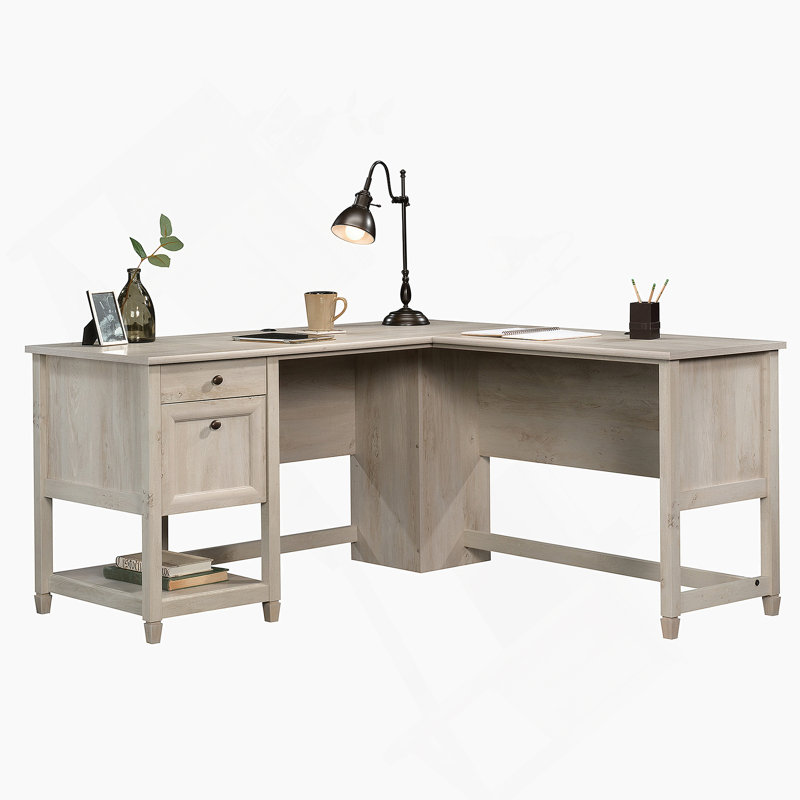 Bureau en L, bureau en bois avec tiroirs