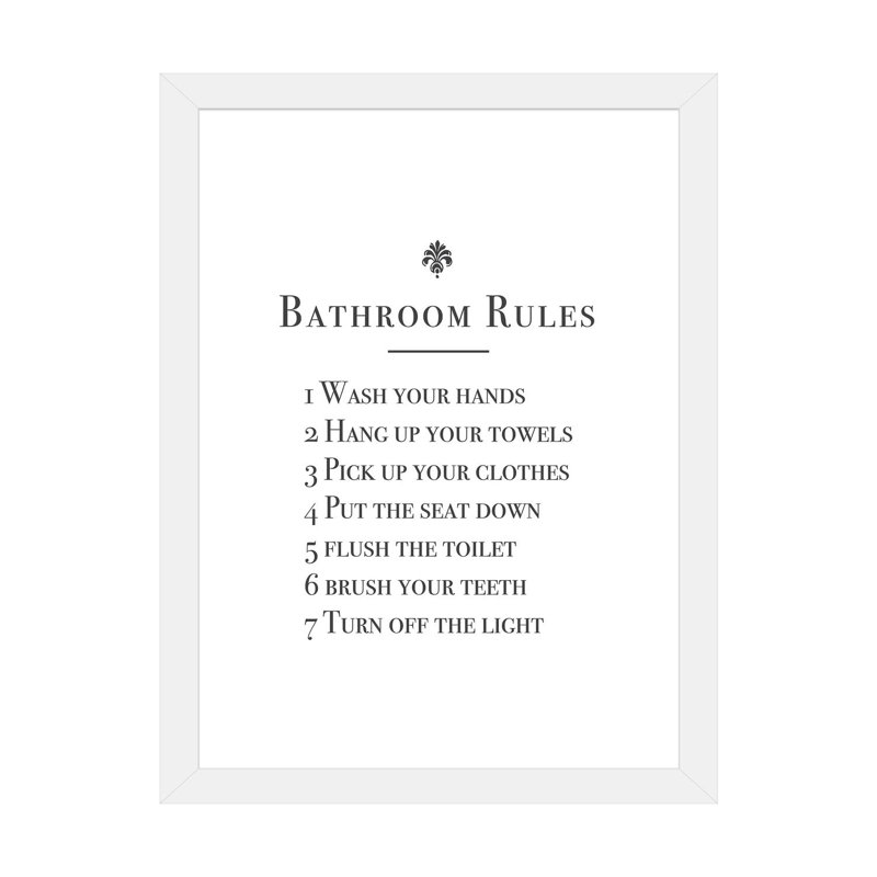 Salle de bain-impression d’art textuel, Papier blanc, Blanc, H 24 po x l 16 po x P 1 po