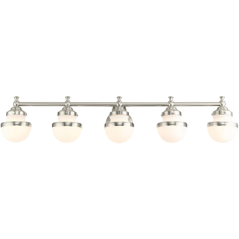 Brushed Nickel 5-Light Vanity with Satin Opal Glass