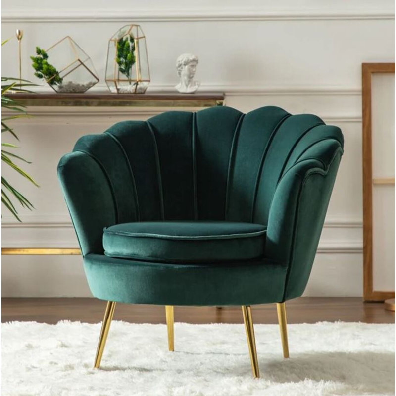 Bralon 32.5'' Wide Velvet Lounge Chair, Green Velvet