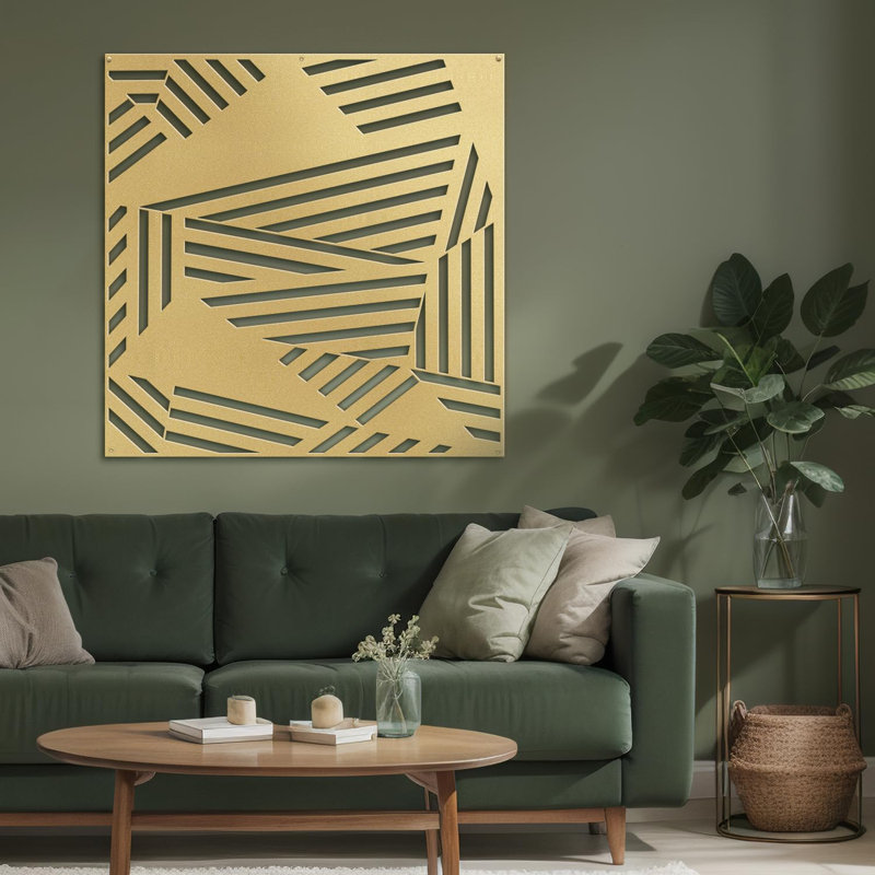 Wall Decor Metal, 18" H x 18" W x 0.05" D, Gold